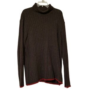 Country Road Men's M 100%‎ Pure New Wool Turtleneck Sweater – Brown, Orange Trim